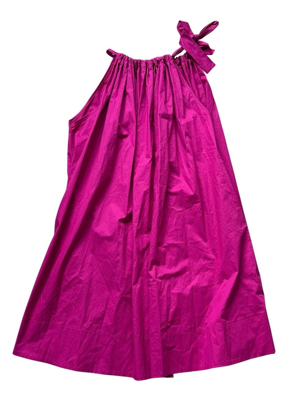 Monica Nera Fuchsia Maxi Dress Cotton Shoulder Bow Strap Minimalist XS Chic Luxe